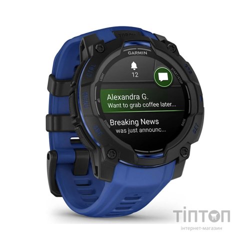 Смарт-годинник Garmin Instinct 3, 45mm, AMOLED, Black with Bolt Blue Band, GPS смарт-годинник (010-02936-03)