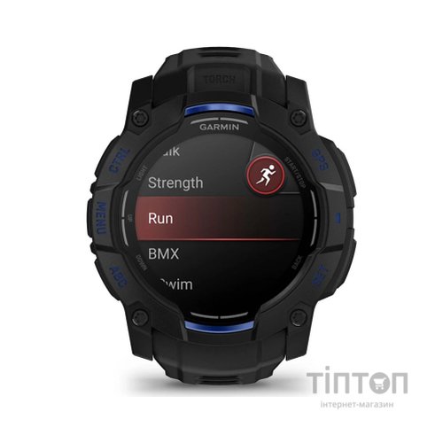 Смарт-годинник Garmin Instinct 3, 50mm, AMOLED, Black with Bolt Blue Accents, GPS смарт-годинник (010-03020-03)