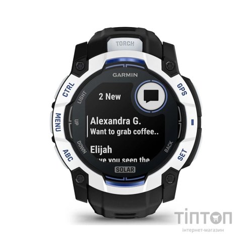 Смарт-годинник Garmin Instinct 3, 50mm, Solar, Whitestone with Black Band, GPS смарт-годинник (010-02935-03)