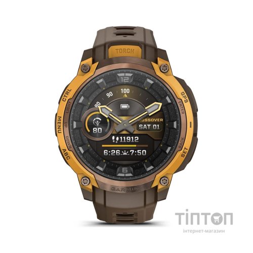 Смарт-годинник Garmin Instinct Crossover AMOLED, BronzeSunburst/Cocoa, GPS смарт-годинник (010-03398-01)