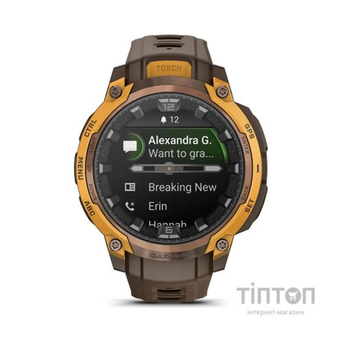 Смарт-годинник Garmin Instinct Crossover AMOLED, BronzeSunburst/Cocoa, GPS смарт-годинник (010-03398-01)