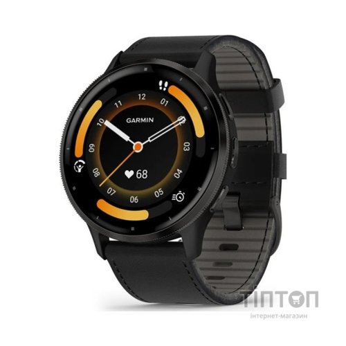 Смарт-годинник Garmin Venu 3, Black + Slate, Leather, GPS (010-02784-52)