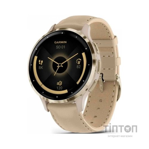 Смарт-годинник Garmin Venu 3S, Fr. Gray + Soft Gold, Leather, GPS (010-02785-55)