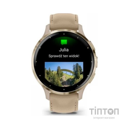 Смарт-годинник Garmin Venu 3S, Fr. Gray + Soft Gold, Leather, GPS (010-02785-55)