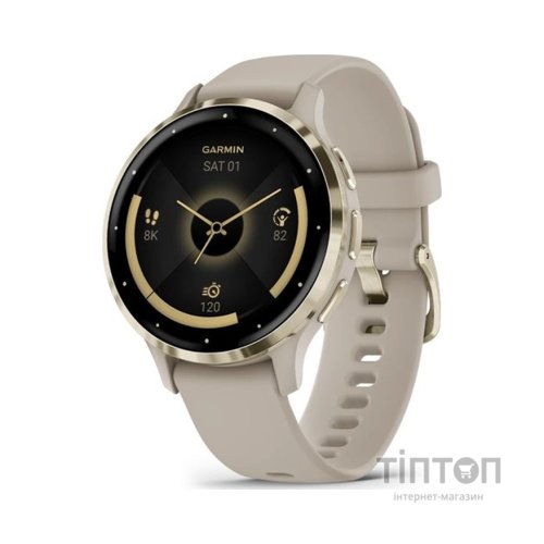 Смарт-годинник Garmin Venu 3S, French Gray + Soft Gold, GPS (010-02785-02)