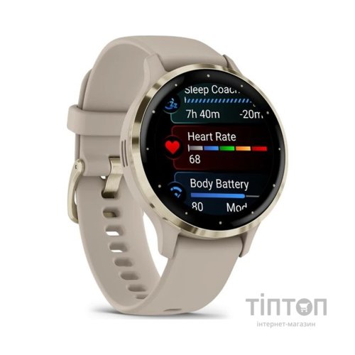 Смарт-годинник Garmin Venu 3S, French Gray + Soft Gold, GPS (010-02785-02)