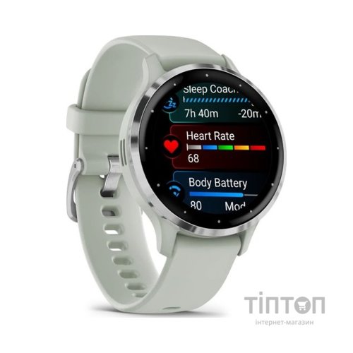 Смарт-годинник Garmin Venu 3S, Sage Gray + Passivated, GPS (010-02785-01)