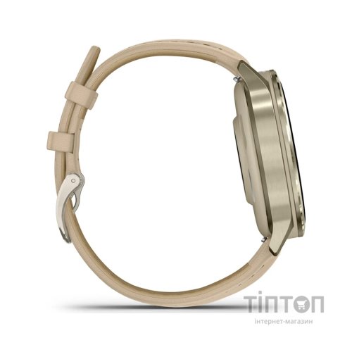 Смарт-годинник Garmin Venu 4 (41mm), Beige w/ Lunar Gold + Leather, GPS смарт-годинник (010-03013-03)