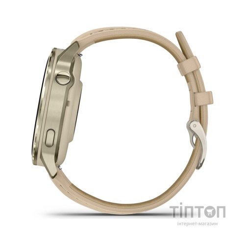 Смарт-годинник Garmin Venu 4 (41mm), Beige w/ Lunar Gold + Leather, GPS смарт-годинник (010-03013-03)