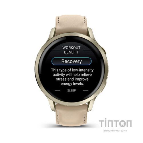 Смарт-годинник Garmin Venu 4 (41mm), Beige w/ Lunar Gold + Leather, GPS смарт-годинник (010-03013-03)