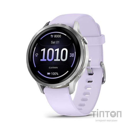 Смарт-годинник Garmin Venu 4 (41mm), Gray w/ Silver + Periwinkle, GPS смарт-годинник (010-03013-01)