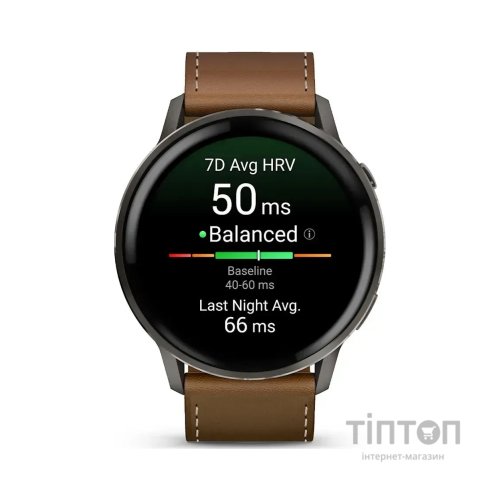 Смарт-годинник Garmin Venu 4 (45mm), Black w/ Slate + Leather, GPS смарт-годинник (010-03014-03)