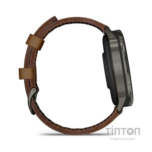 Смарт-годинник Garmin Venu 4 (45mm), Black w/ Slate + Leather, GPS смарт-годинник (010-03014-03)
