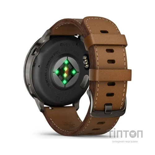 Смарт-годинник Garmin Venu 4 (45mm), Black w/ Slate + Leather, GPS смарт-годинник (010-03014-03)
