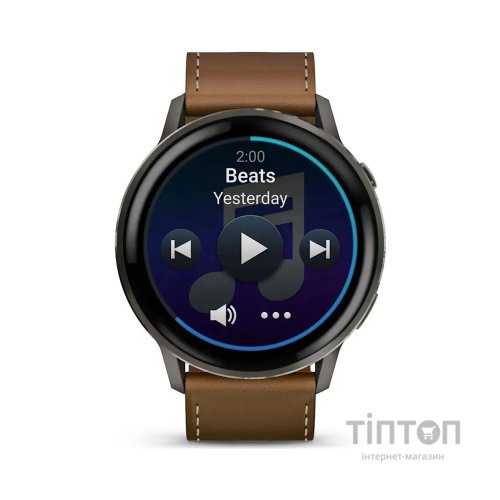 Смарт-годинник Garmin Venu 4 (45mm), Black w/ Slate + Leather, GPS смарт-годинник (010-03014-03)