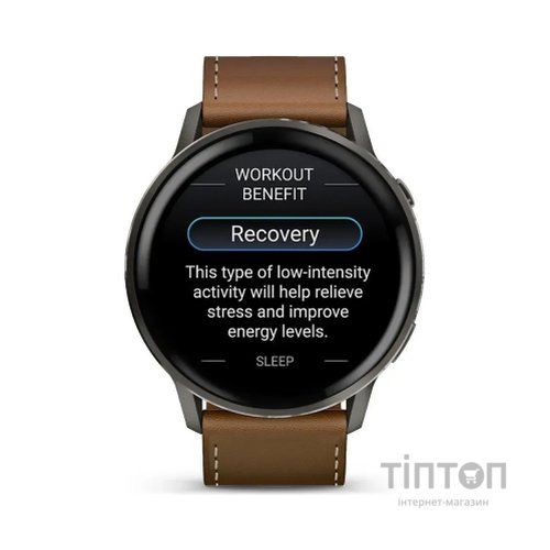 Смарт-годинник Garmin Venu 4 (45mm), Black w/ Slate + Leather, GPS смарт-годинник (010-03014-03)