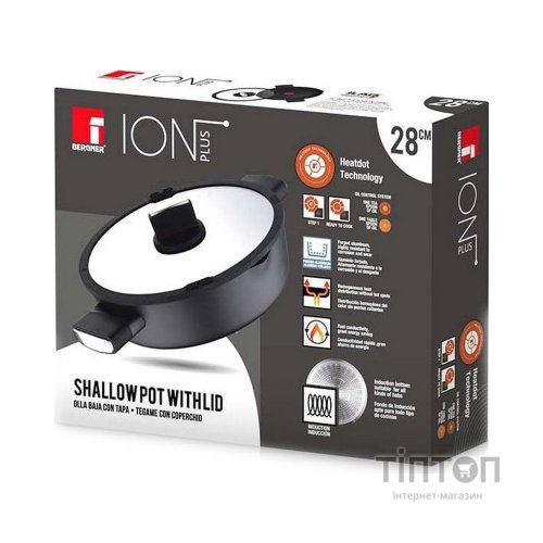 Сотейник Bergner Ion plus з кришкою 28 см (BG-35913-BK)