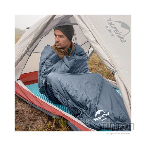 Спальний мішок Naturehike надлегкий Ultralight LW180 NH21MSD09 лівий (15°C) p-p XL сіро-синій (6927595777978-L)