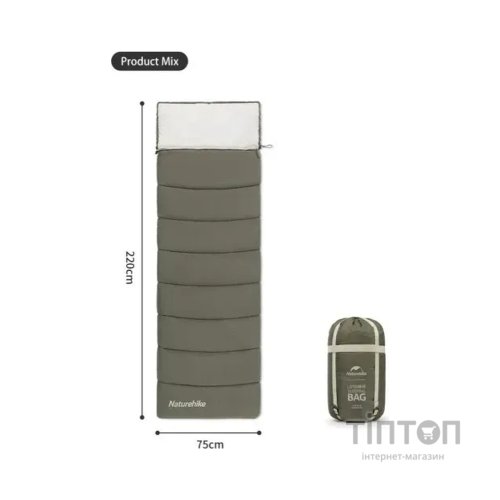 Спальний мішок Naturehike з капюшоном LD350 CNK2300SD016, темно-зелений (6976023921810)
