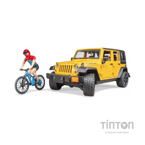Спецтехніка Bruder Джип Jeep Rubicon з фігуркою велосипедиста на спортивному мо (02543)