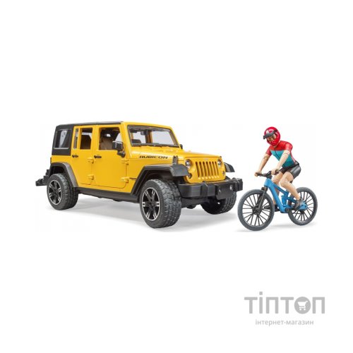 Спецтехніка Bruder Джип Jeep Rubicon з фігуркою велосипедиста на спортивному мо (02543)