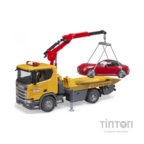 Спецтехніка Bruder Евакуатор Scania Super 560R з краном-маніпулятором та автомобіль Roadster (03552)