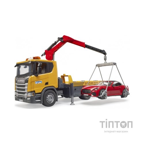Спецтехніка Bruder Евакуатор Scania Super 560R з краном-маніпулятором та автомобіль Roadster (03552)