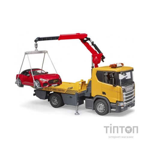 Спецтехніка Bruder Евакуатор Scania Super 560R з краном-маніпулятором та автомобіль Roadster (03552)