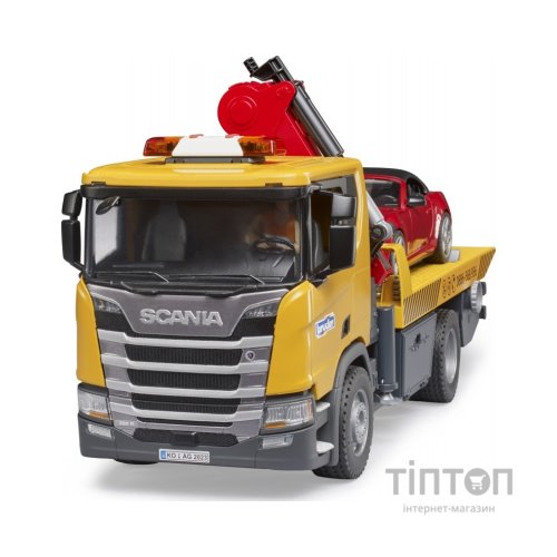Спецтехніка Bruder Евакуатор Scania Super 560R з краном-маніпулятором та автомобіль Roadster (03552)
