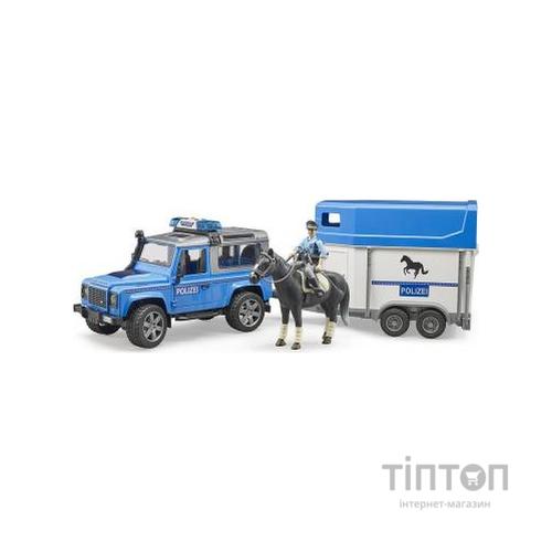 Спецтехніка Bruder Land Rover Defender з причепом і фігурка поліцейського з кон (02588)