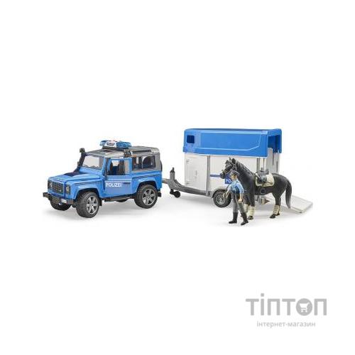Спецтехніка Bruder Land Rover Defender з причепом і фігурка поліцейського з кон (02588)