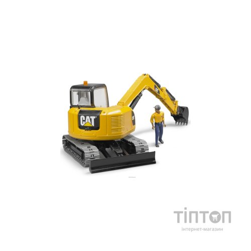 Спецтехніка Bruder Міні-екскаватор Cat з будівельником 1:16 (02466)
