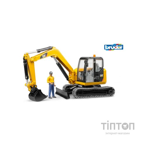 Спецтехніка Bruder Міні-екскаватор Cat з будівельником 1:16 (02466)