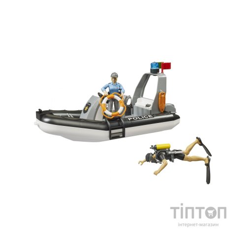 Спецтехніка Bruder Поліцейський пікап RAM 2500 з причепом, човном та фігурками (02507)