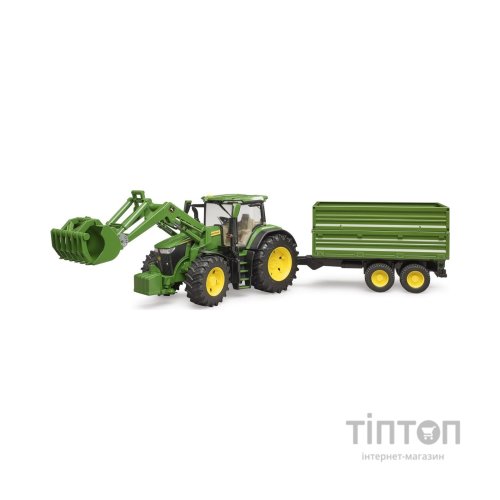 Спецтехніка Bruder трактор John Deere 7R 350 з навантажувачем та причепом (03155)
