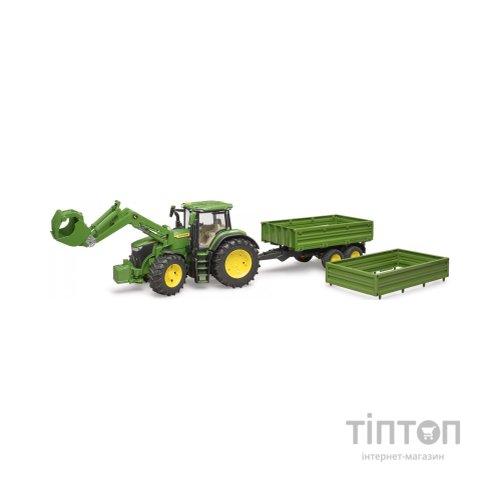Спецтехніка Bruder трактор John Deere 7R 350 з навантажувачем та причепом (03155)