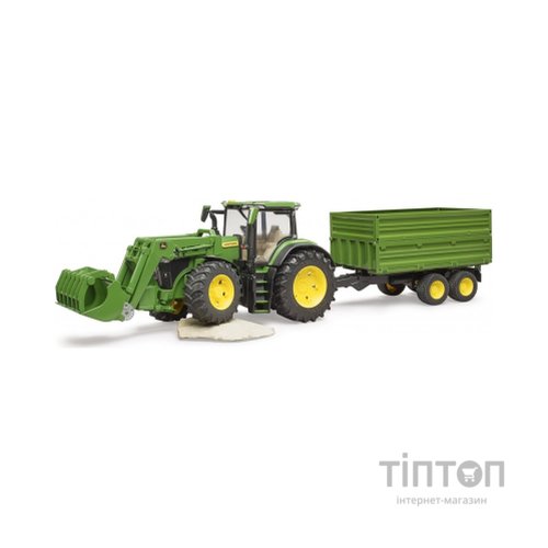 Спецтехніка Bruder трактор John Deere 7R 350 з навантажувачем та причепом (03155)
