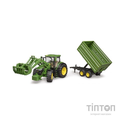 Спецтехніка Bruder трактор John Deere 7R 350 з навантажувачем та причепом (03155)