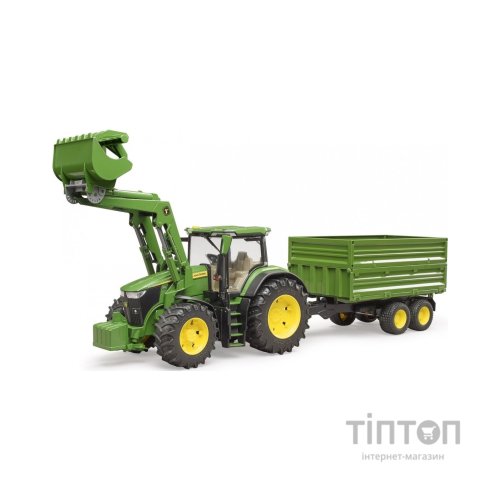 Спецтехніка Bruder трактор John Deere 7R 350 з навантажувачем та причепом (03155)