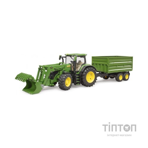 Спецтехніка Bruder трактор John Deere 7R 350 з навантажувачем та причепом (03155)