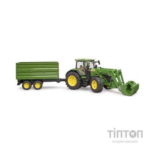 Спецтехніка Bruder трактор John Deere 7R 350 з навантажувачем та причепом (03155)