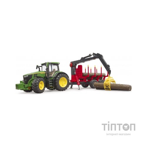 Спецтехніка Bruder трактор John Deere 7R 350 з причепом, краном та колодами (03154)