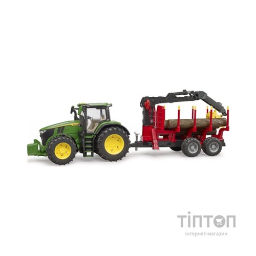 Спецтехніка Bruder трактор John Deere 7R 350 з причепом, краном та колодами (03154)