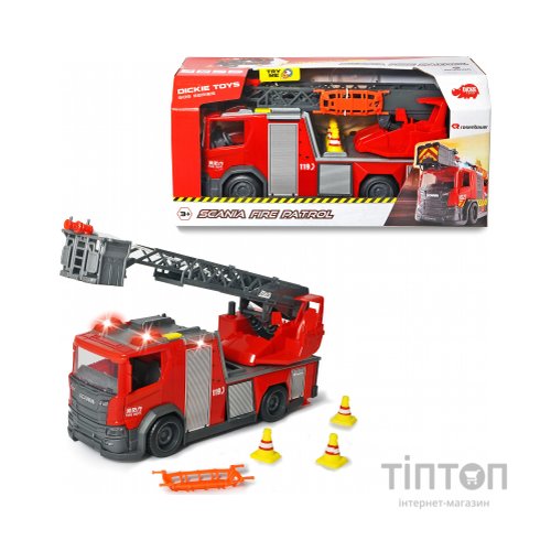 Спецтехніка Dickie Toys Пожежна машина Сканія з телескопічною драбиною, зі звуком і світловими ефектами 35 см (3716017)