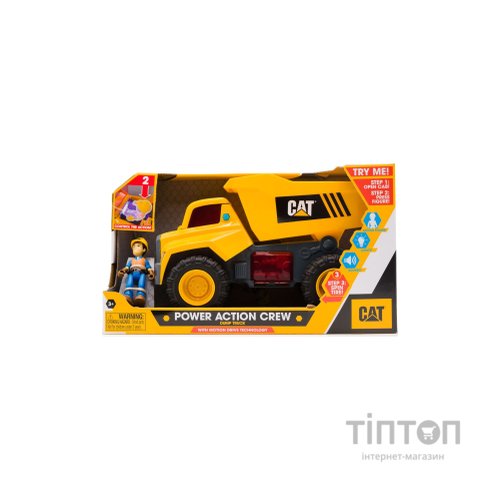 Спецтехніка Funrise CAT Будівельні машини Самоскид з фігуркою зі світлом та звуком, 30 см (83201)