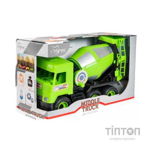 Спецтехніка Tigres Авто "Middle truck" бетонозмішувач (св. зелений) в коробці (39485)