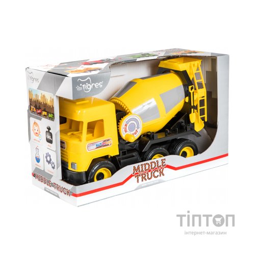 Спецтехніка Tigres Авто "Middle truck" бетонозмішувач (жовтий) в коробці (39493)