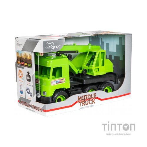 Спецтехніка Tigres Авто "Middle truck" кран (св. зелений) в коробці (39483)