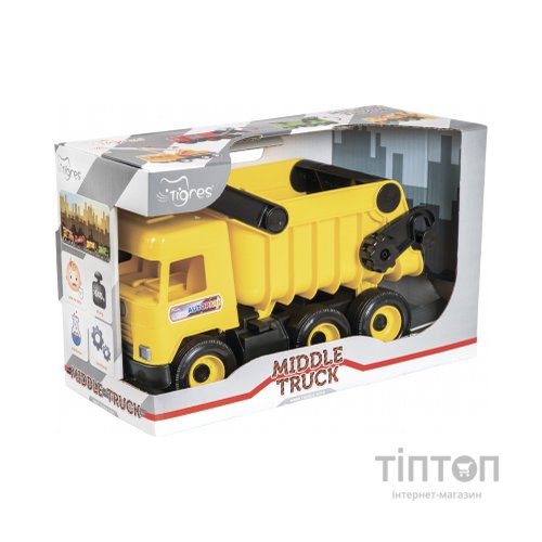 Спецтехніка Tigres Авто "Middle truck" самоскид (жовтий) в коробці (39490)
