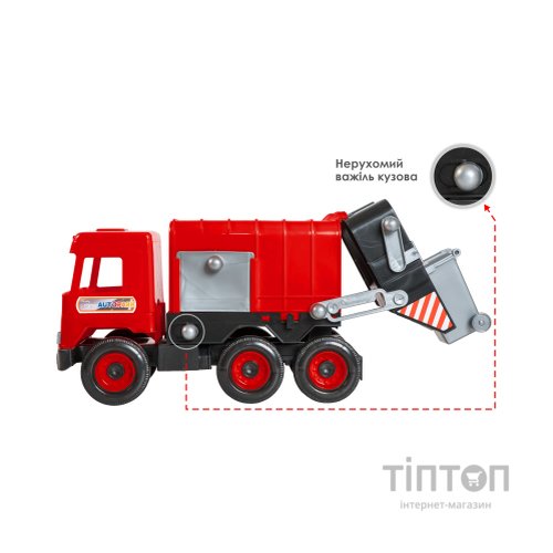 Спецтехніка Tigres Авто "Middle truck" сміттєвоз (червоний) в коробці (39488)